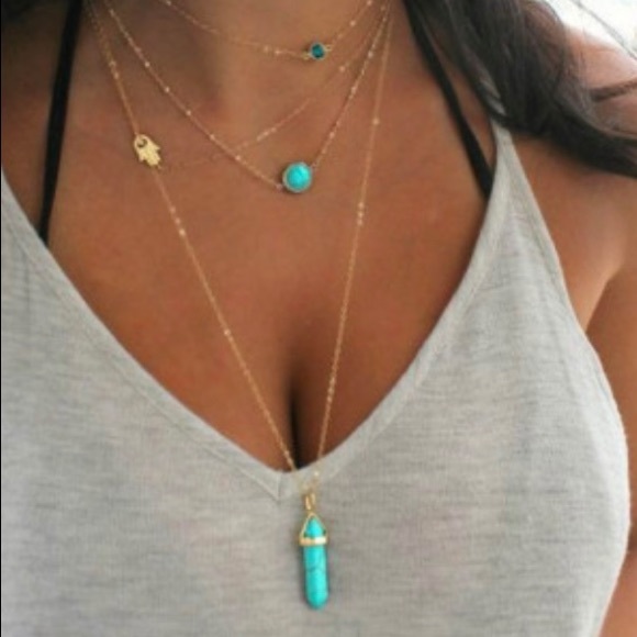 Multi layer Gemstone necklace - Picture 1 of 2